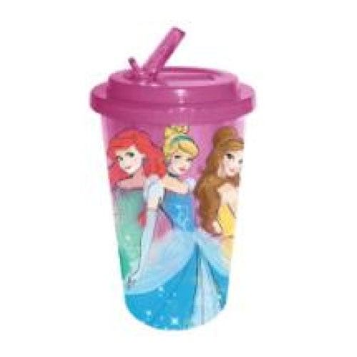 Disney Princesses Belle, Ariel, and Cinderella Plastic 16 oz. Flip-Straw Travel Cup